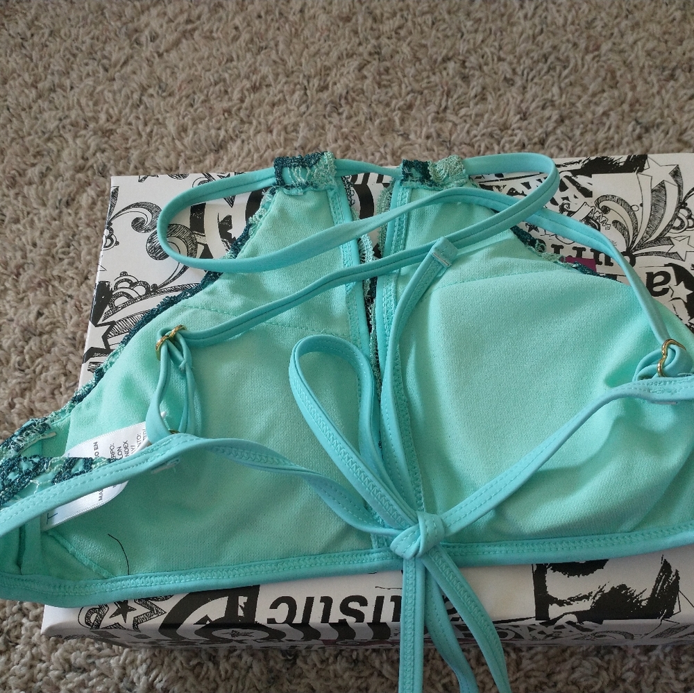 Blue + Teal Halter Top Bikini - Picture 3 of 7